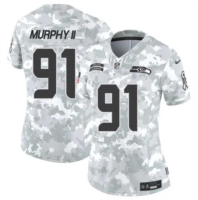 Women%27s Seattle Seahawks #91 Byron Murphy II 2024 F.U.S.E Arctic Camo Salute To Service Limited Stitched Jersey Dzhi
